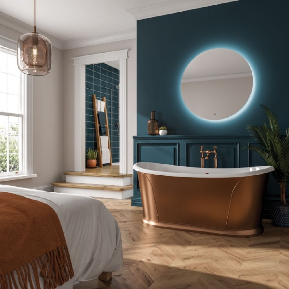 Product Lifestyle image of the HIB Theme 980mm Round LED Bathroom Mirror